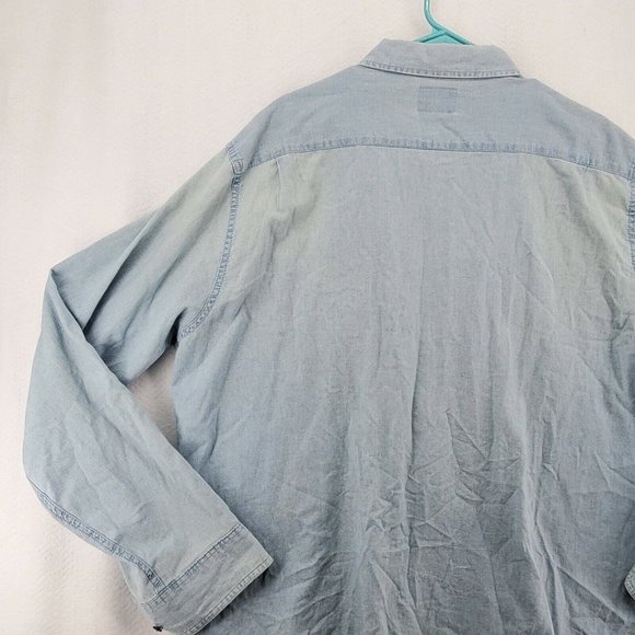 Wrangler Shirt Men's Long Sleeve Button Up Collared Denim Blue Extra Large - Picture 11 of 12